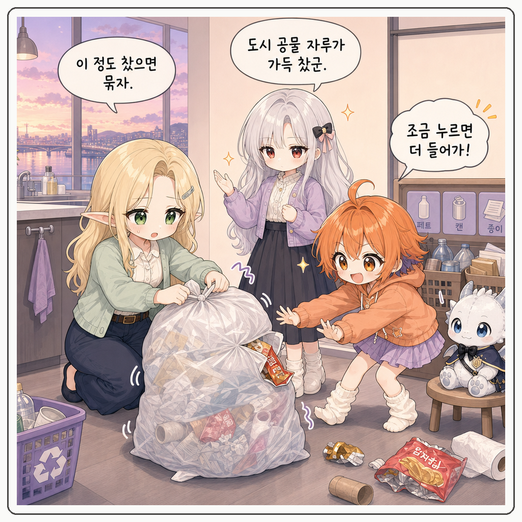 종량제 봉투 압축 작전 001컷