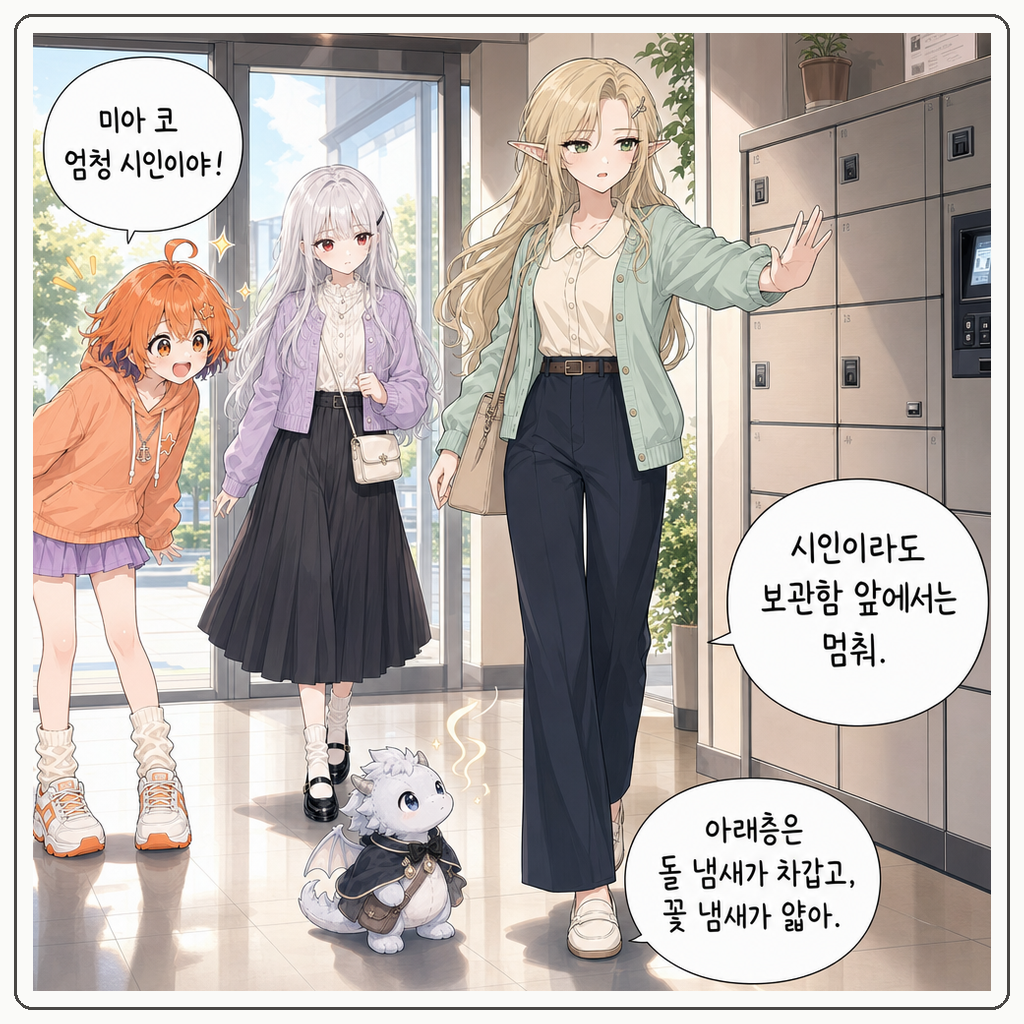 154화: 미아의 첫 수직 원정 (부제: 택배 보관함은 작은 동굴이 아닙니다) 006컷