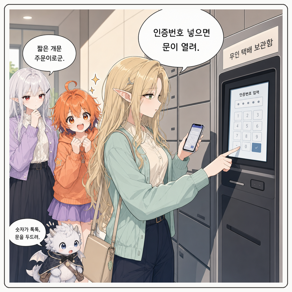 154화: 미아의 첫 수직 원정 (부제: 택배 보관함은 작은 동굴이 아닙니다) 007컷