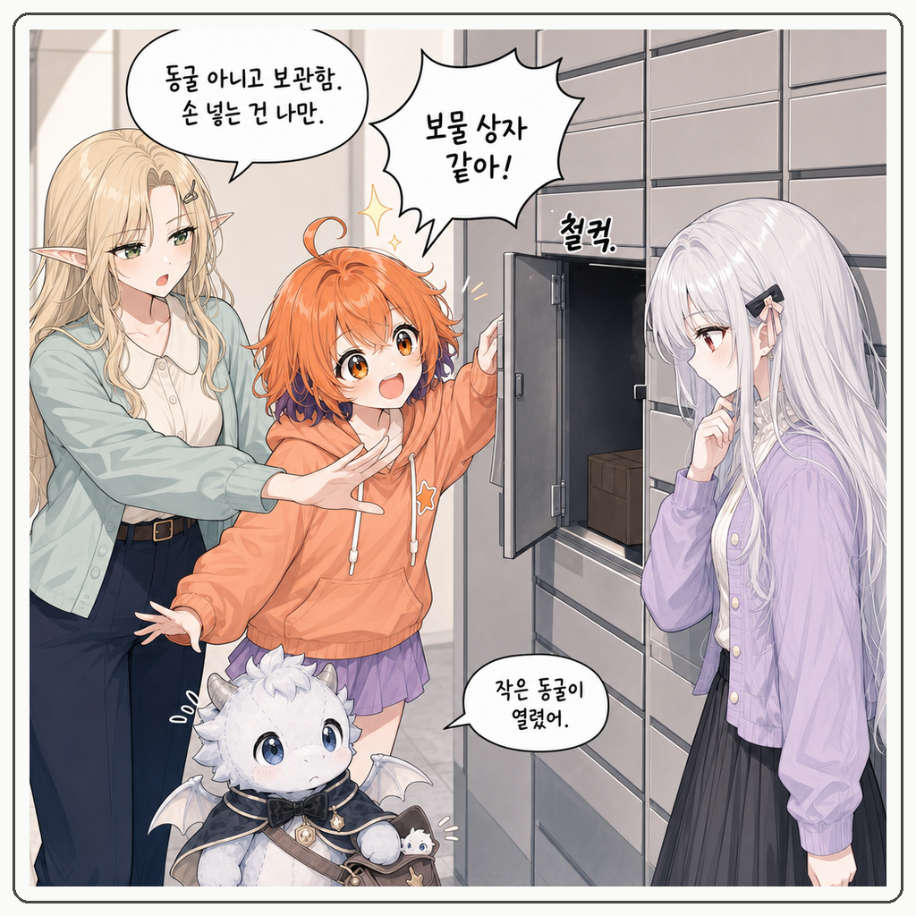 154화: 미아의 첫 수직 원정 (부제: 택배 보관함은 작은 동굴이 아닙니다) 008컷