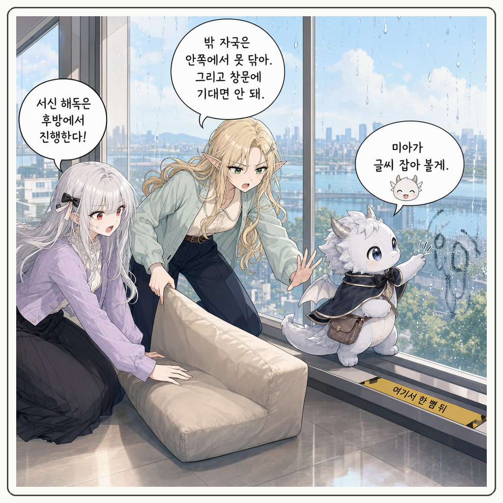 159화: 유리에 남은 빗물 글씨 (부제: 창문은 바깥이 쓰는 노트가 아닙니다) 003컷