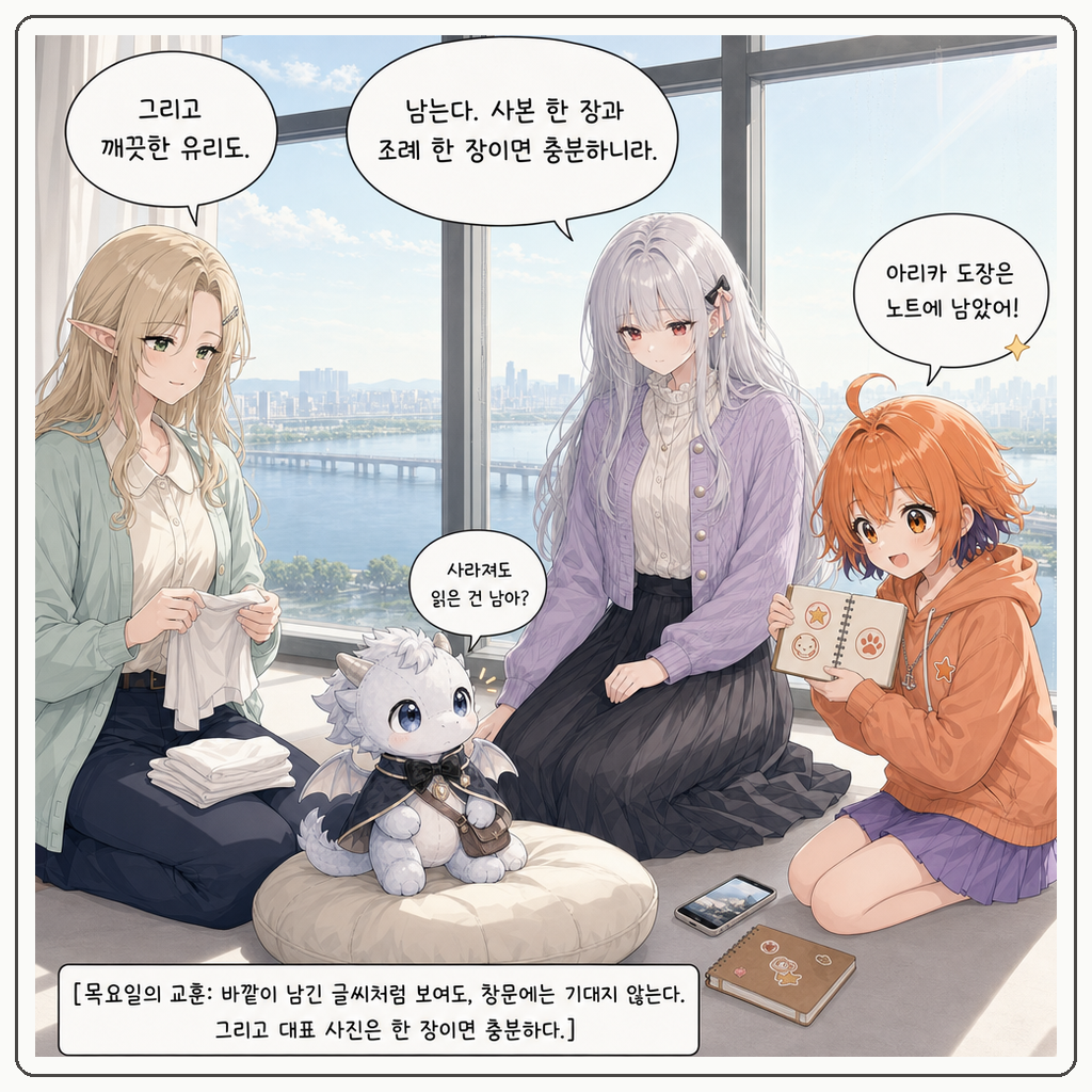 159화: 유리에 남은 빗물 글씨 (부제: 창문은 바깥이 쓰는 노트가 아닙니다) 010컷