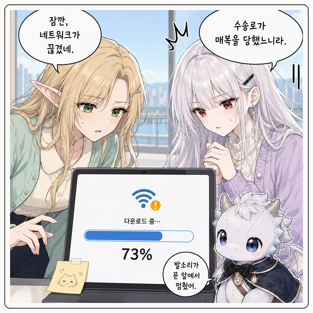 163화: 멈춘 파란 줄의 방 (부제: 다운로드는 문이 닫혔다고 두드리는 것이 아닙니다) 002컷