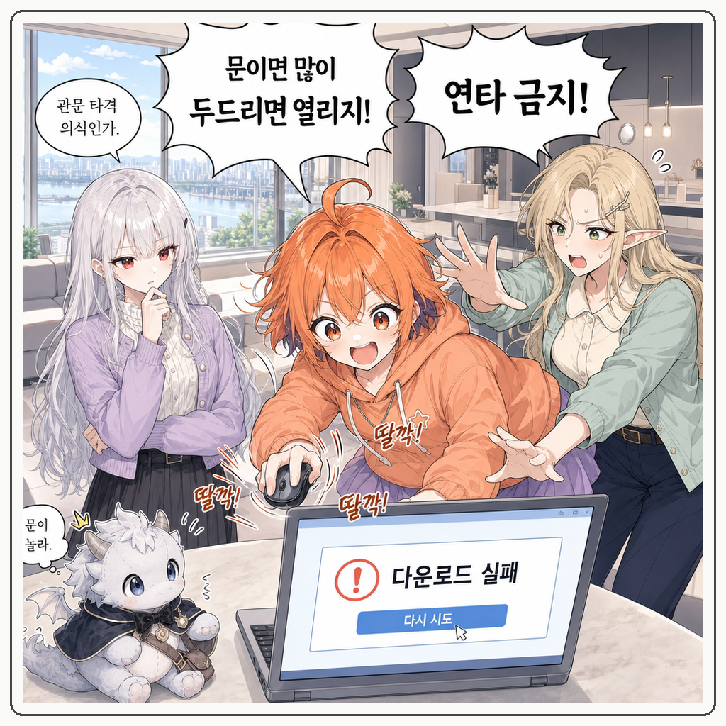 163화: 멈춘 파란 줄의 방 (부제: 다운로드는 문이 닫혔다고 두드리는 것이 아닙니다) 003컷