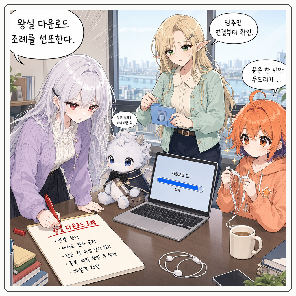 163화: 멈춘 파란 줄의 방 (부제: 다운로드는 문이 닫혔다고 두드리는 것이 아닙니다) 009컷