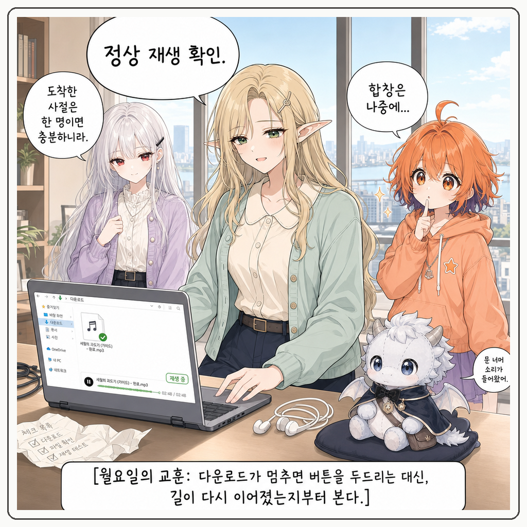 163화: 멈춘 파란 줄의 방 (부제: 다운로드는 문이 닫혔다고 두드리는 것이 아닙니다) 010컷