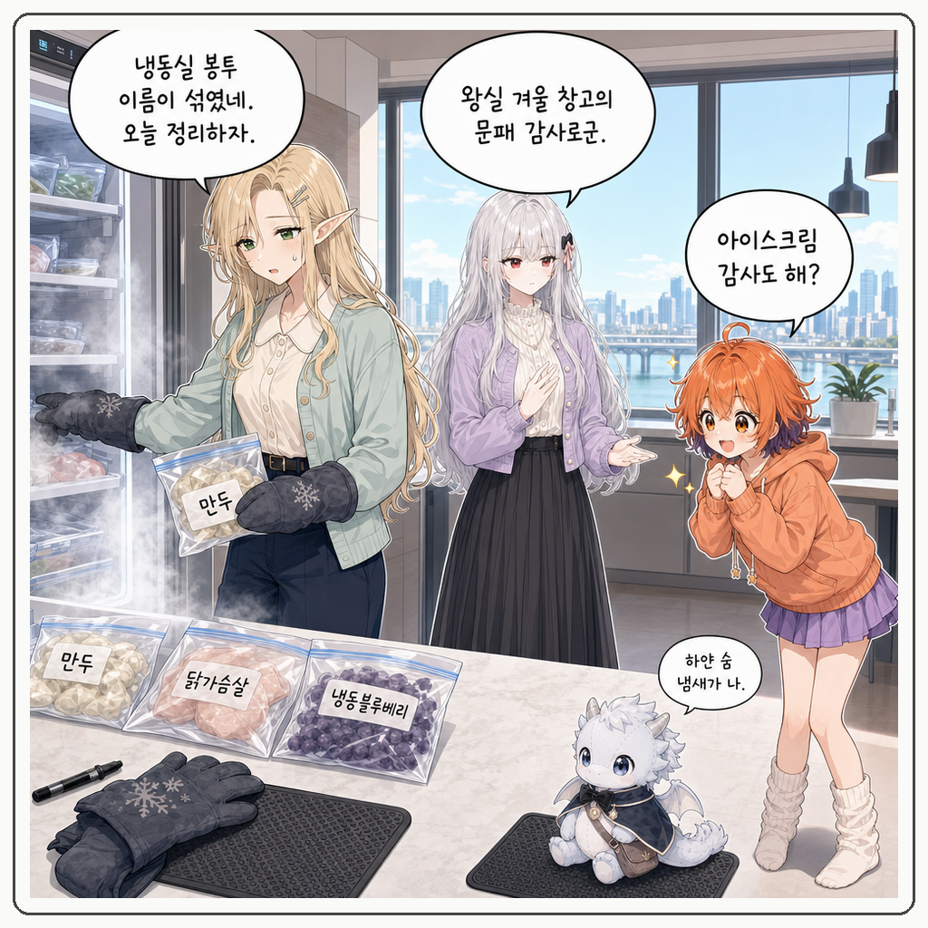 164화: 얼어붙은 이름표의 방 (부제: 냉동실 문은 오래 여는 문이 아닙니다) 001컷
