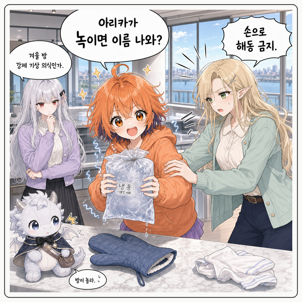 164화: 얼어붙은 이름표의 방 (부제: 냉동실 문은 오래 여는 문이 아닙니다) 003컷