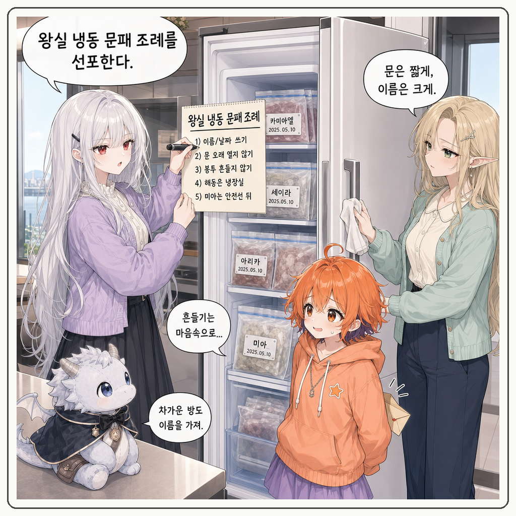 164화: 얼어붙은 이름표의 방 (부제: 냉동실 문은 오래 여는 문이 아닙니다) 009컷