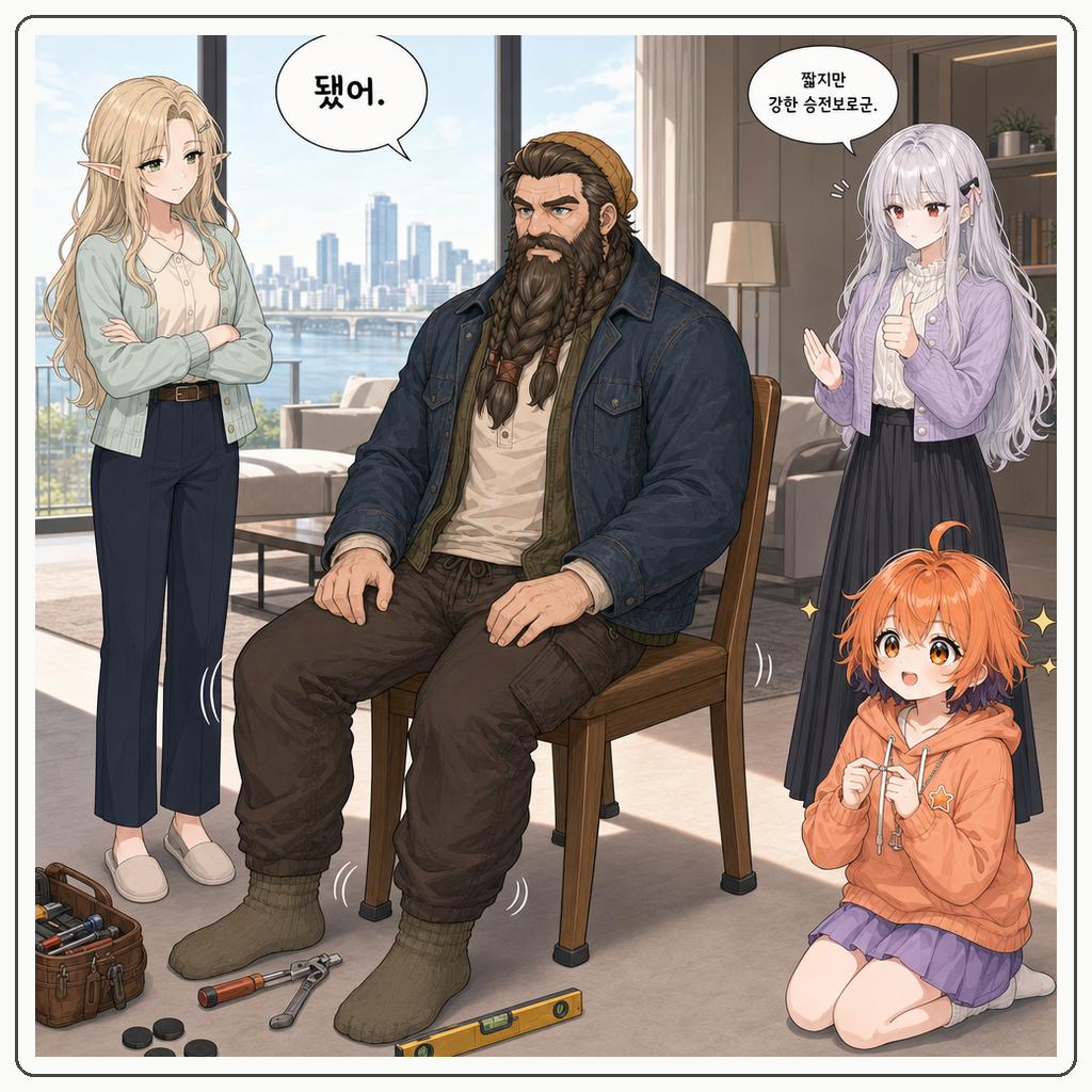 169화: 바르칸의 삐걱 의자 수리 (부제: 망치는 응원봉이 아니야) 007컷