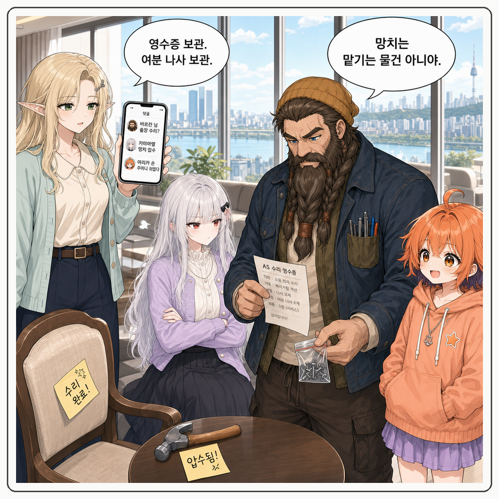169화: 바르칸의 삐걱 의자 수리 (부제: 망치는 응원봉이 아니야) 008컷