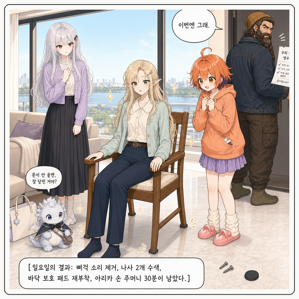 169화: 바르칸의 삐걱 의자 수리 (부제: 망치는 응원봉이 아니야) 010컷