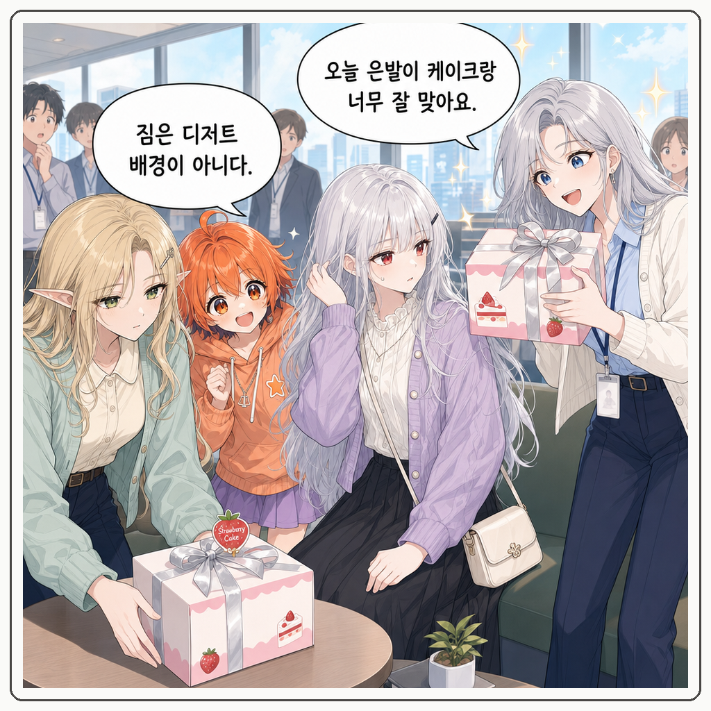 170화: 백서리의 딸기 케이크 촬영일 (부제: 은발은 토핑이 아닙니다) 002컷