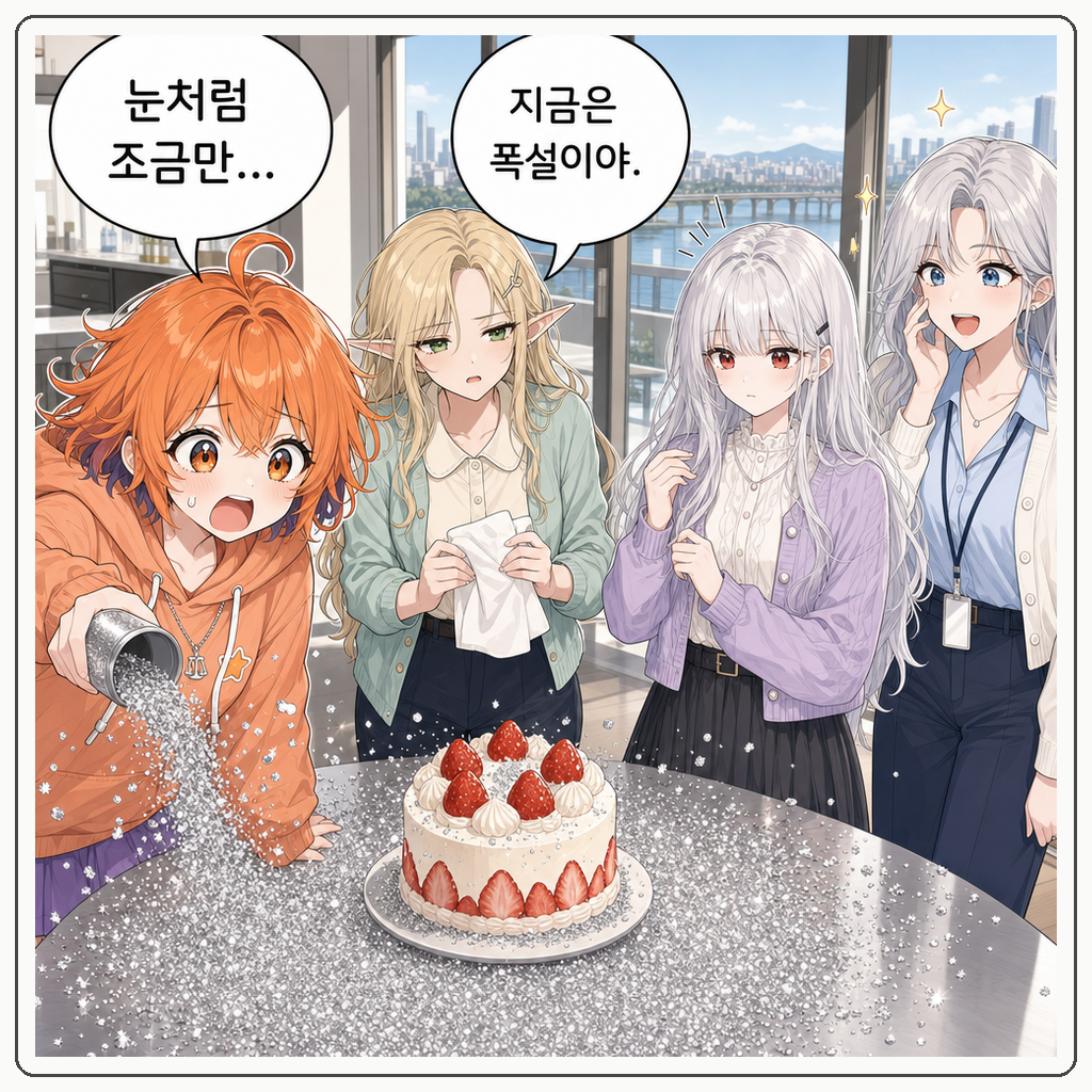 170화: 백서리의 딸기 케이크 촬영일 (부제: 은발은 토핑이 아닙니다) 005컷