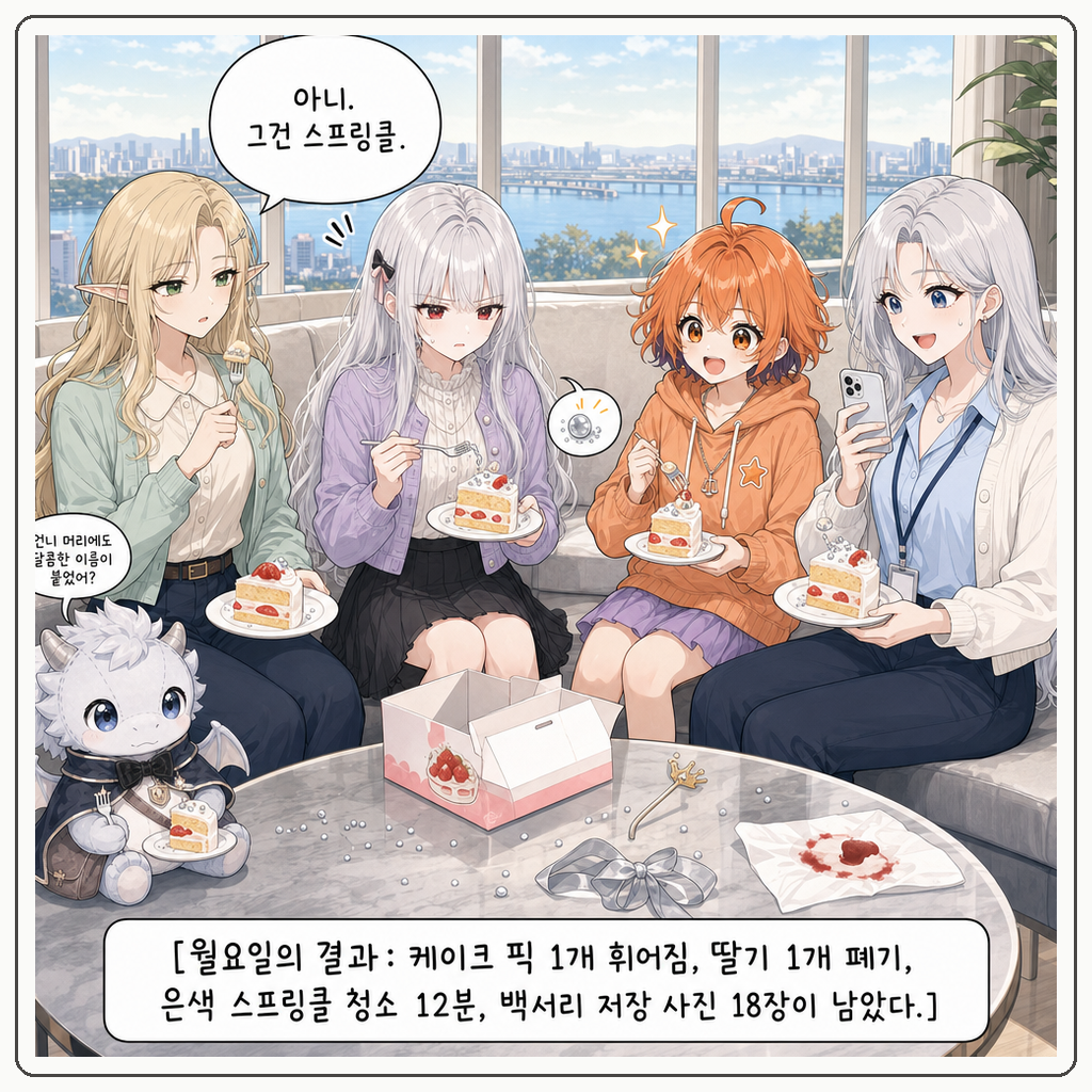 170화: 백서리의 딸기 케이크 촬영일 (부제: 은발은 토핑이 아닙니다) 010컷