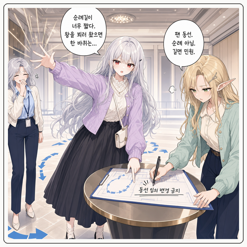 177화: 화살표가 팬을 먼저 안내했다 (부제: 바닥 동선은 왕실 순례길이 아닙니다) 003컷