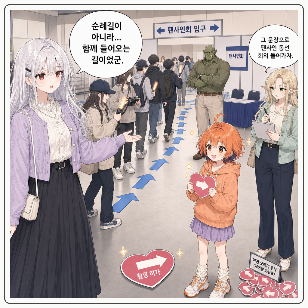 177화: 화살표가 팬을 먼저 안내했다 (부제: 바닥 동선은 왕실 순례길이 아닙니다) 009컷