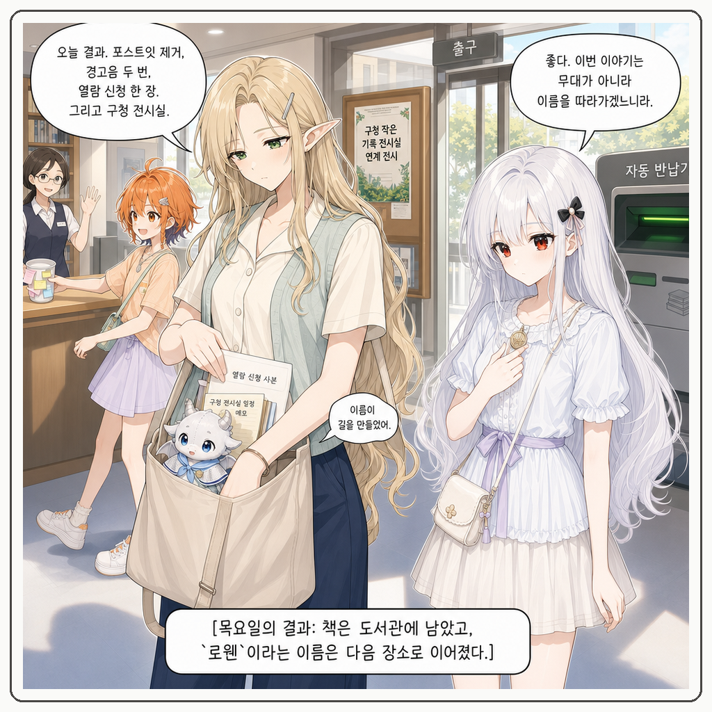 180화: 반납함이 먼저 이름을 불렀다 (부제: 도서관 카드는 왕실 출입패가 아닙니다) 010컷