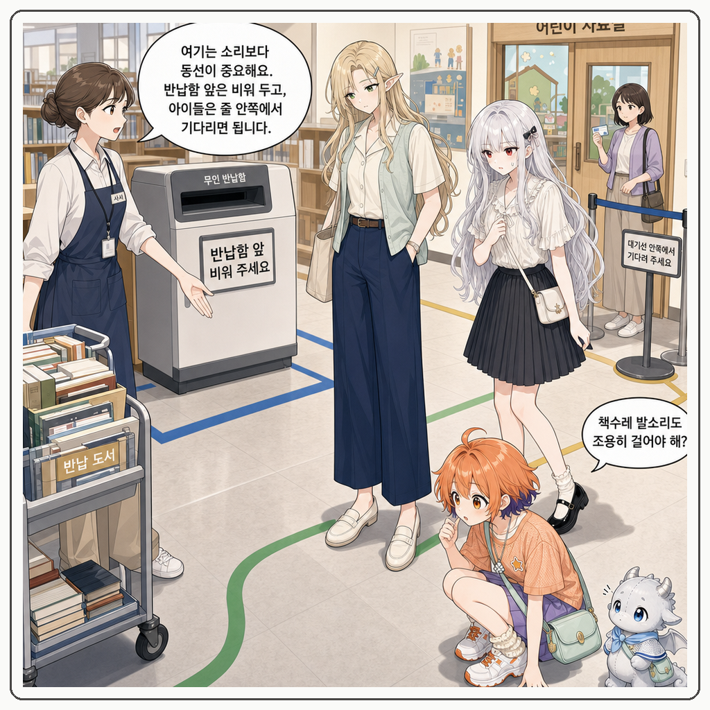 188화: 책수레가 먼저 두 박자를 멈췄다 (부제: 도서관 줄은 왕실 행렬이 아닙니다) 002컷