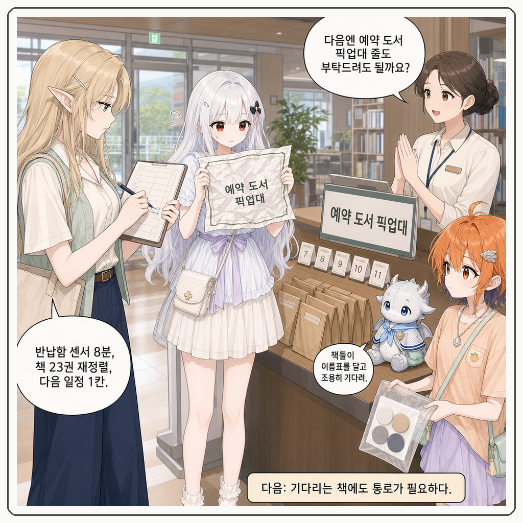 188화: 책수레가 먼저 두 박자를 멈췄다 (부제: 도서관 줄은 왕실 행렬이 아닙니다) 012컷