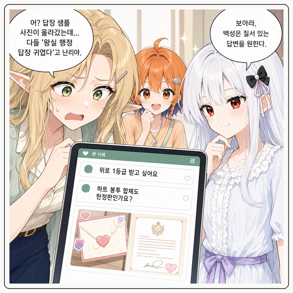 201화: 팬레터가 왕실 민원함이 된 날 (부제: 하트 스티커는 국새가 아닙니다) 008컷
