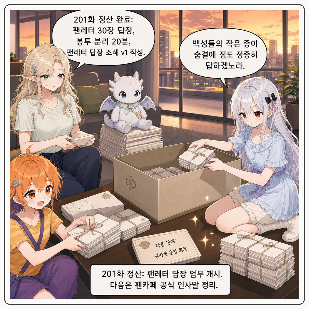 201화: 팬레터가 왕실 민원함이 된 날 (부제: 하트 스티커는 국새가 아닙니다) 010컷