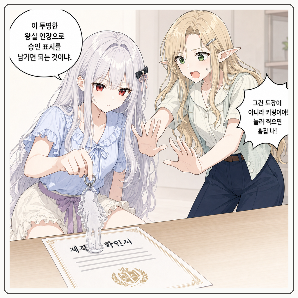 203화: 아크릴 키링은 왕실 인장이 아닙니다 (부제: 굿즈 샘플 검수 대작전) 003컷