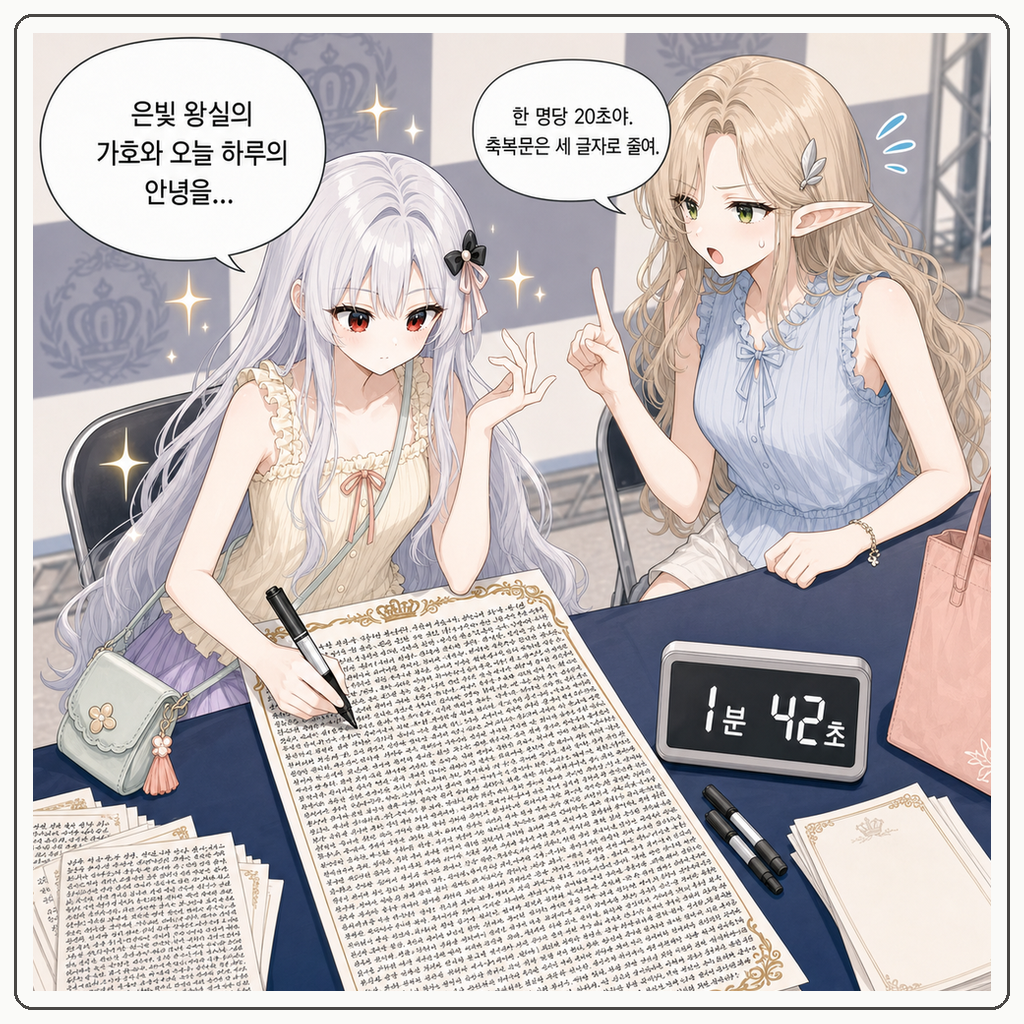 205화: 번호표는 왕실 초대장이 아닙니다 (부제: 팬사인회 준비의 작은 전쟁) 007컷