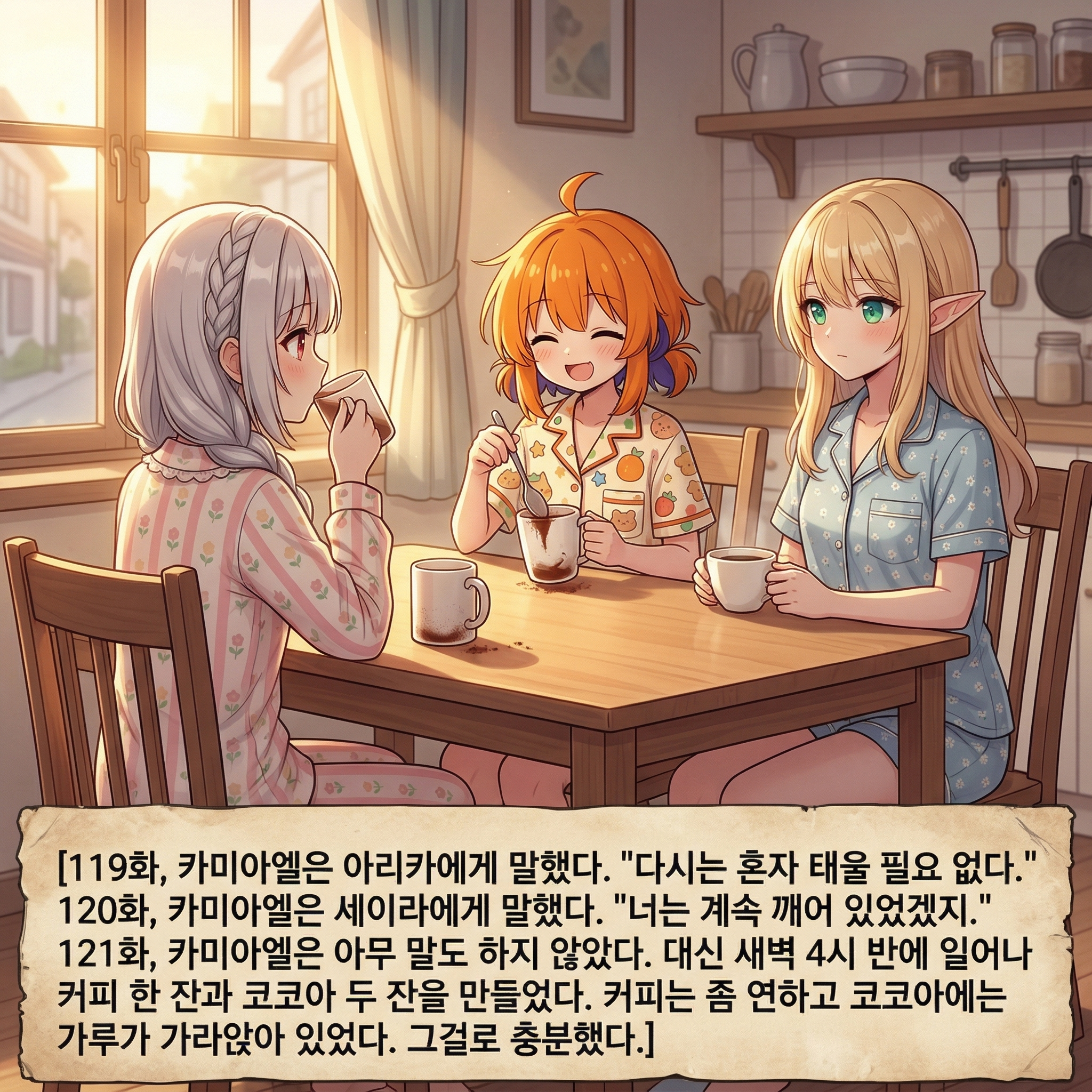122화: 무대 뒤의 세 컵 (부제: 다시, 바쁜 아침) 010컷