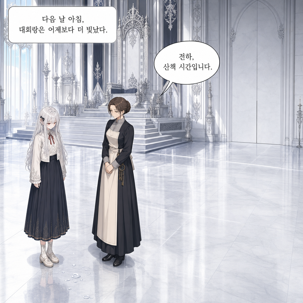 짐은 돌아가지 않기로 했다 002화 - 은빛 대회랑의 아침 001컷