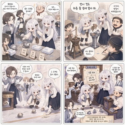 물방울 줄이 삐뚤었다