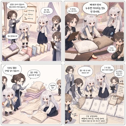 베개 줄이 먼저 누웠다